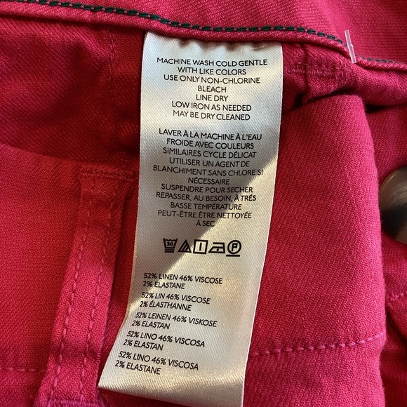 Anthropologie COLETTE Linen Stretch Cropped Wide-Leg Pants Maeve NEW Geranium 26 - Picture 13 of 14